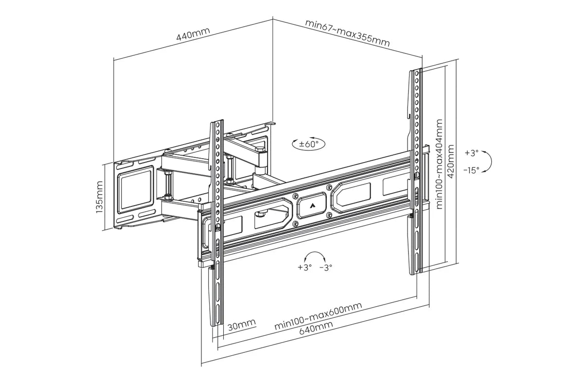 SH 800P Full-Motion LED/Curved TV Wall Mount Fits most 37