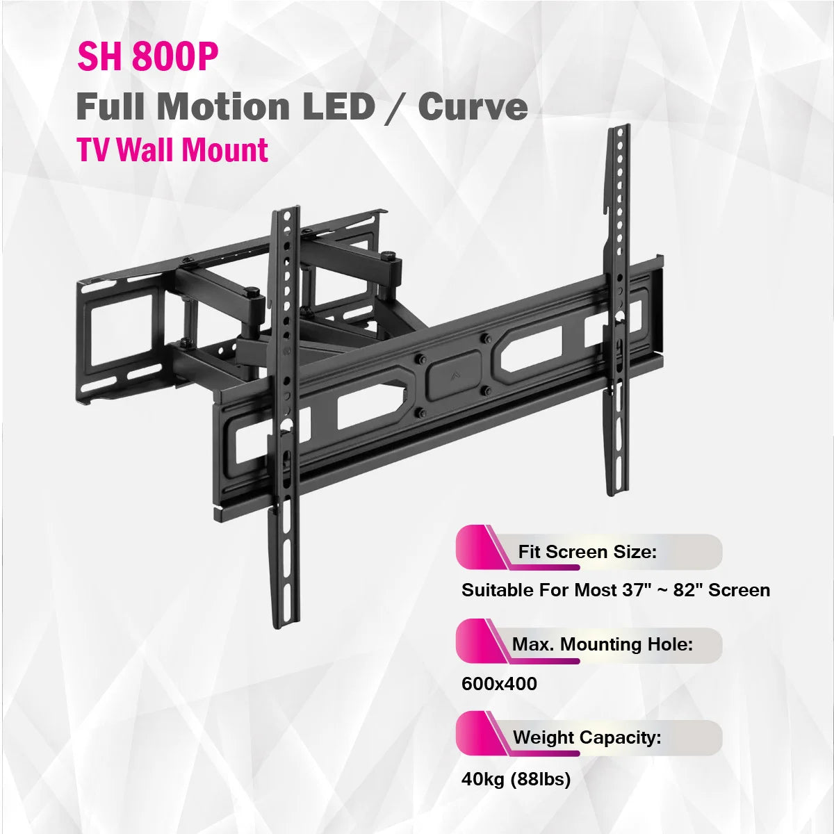 SH 800P Full-Motion LED/Curved TV Wall Mount Fits most 37