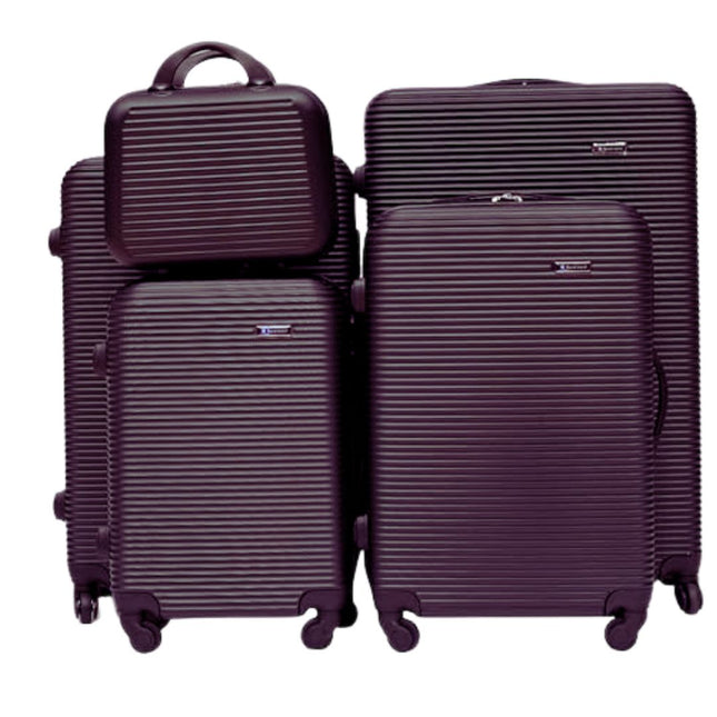 Royal Travel Stripe Design Trolley Bags, Set Of 5 Pcs - Multi Colour