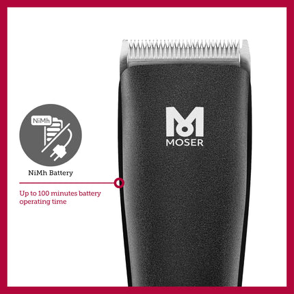 Moser Neoliner Professional Cordless Hair Trimmer for Men (Made in Germany) | Magic Blade | Quick Charge and 100-Min Operation | Superlight and Ergonomic (1586-0151)
