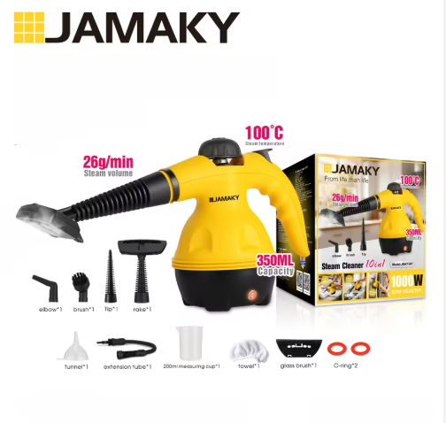 JAMAKY 10-in-1 Steam Cleaner - 1000W, 26g/min Steam, Multi-Surface Kit for Floors/Kitchen/Windows