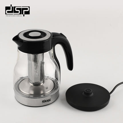 DSP Glass Electric Kettle - 1.7L Borosilicate with Strainer, Auto Shut-Off & LED Light, 2200W Fast Boil