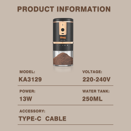 DSP HOT SELLER Silent Coffee & Spice Grinder - Portable Fast Grinding for Home/Office/Travel, Preserves Coffee Freshness & Aroma