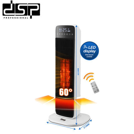 DSP 2000W Smart PTC Fan Heater - Remote Control, ECO Mode & 60° Oscillation with 24H Timer
