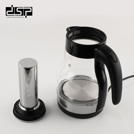 DSP Glass Electric Kettle - 1.7L Borosilicate with Strainer, Auto Shut-Off & LED Light, 2200W Fast Boil