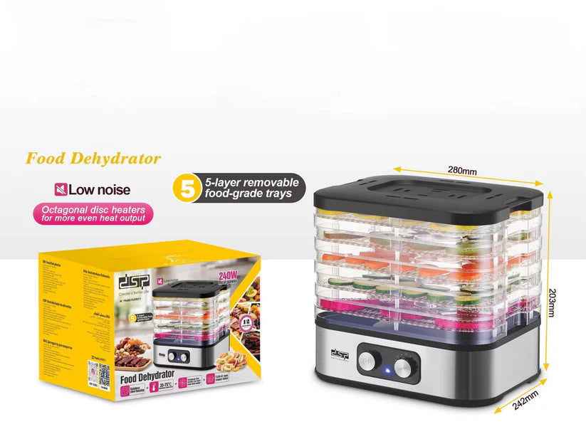 مجفف الطعام Dsp KA9011 بقوة 240 واط من الفولاذ المقاوم للصدأ