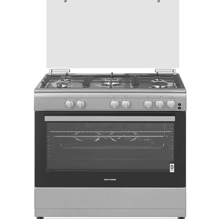 طباخ غاز وولف باور 5 شعلات 60 × 90 سم، ضمان لمدة عام WCR950CI فضي