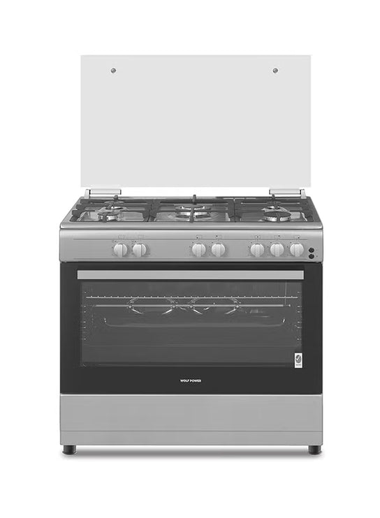 طباخ غاز وولف باور 5 شعلات 60 × 90 سم، ضمان لمدة عام WCR950CI فضي