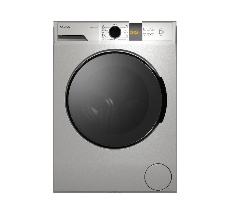 Gratus 8 KG Front Load Washing Machine 1400 RPM & 15 Programs, Digital Display, Inverter Motor, inox silver, 1 Year Full Warranty, Model – WFD8502WEVTX