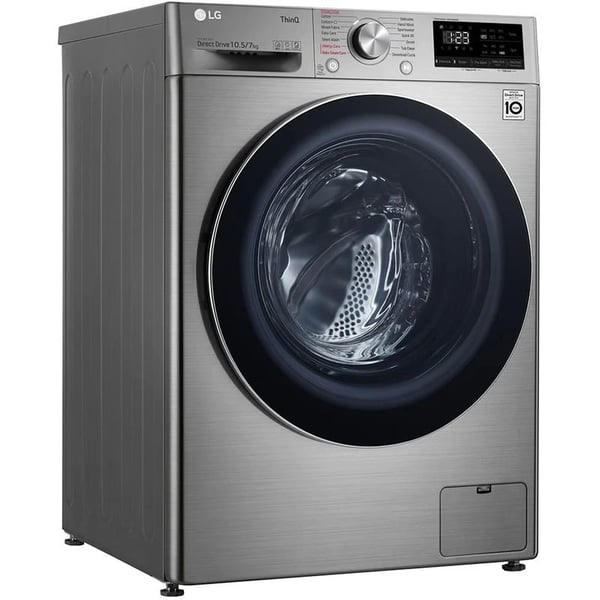 LG 10.5 Kg Washer & 7 Kg Dryer Front Load Front Load Washing Machine, Direct Drive Motor 1400 RPM 14 Programmers Silver  F4V5RGP2T