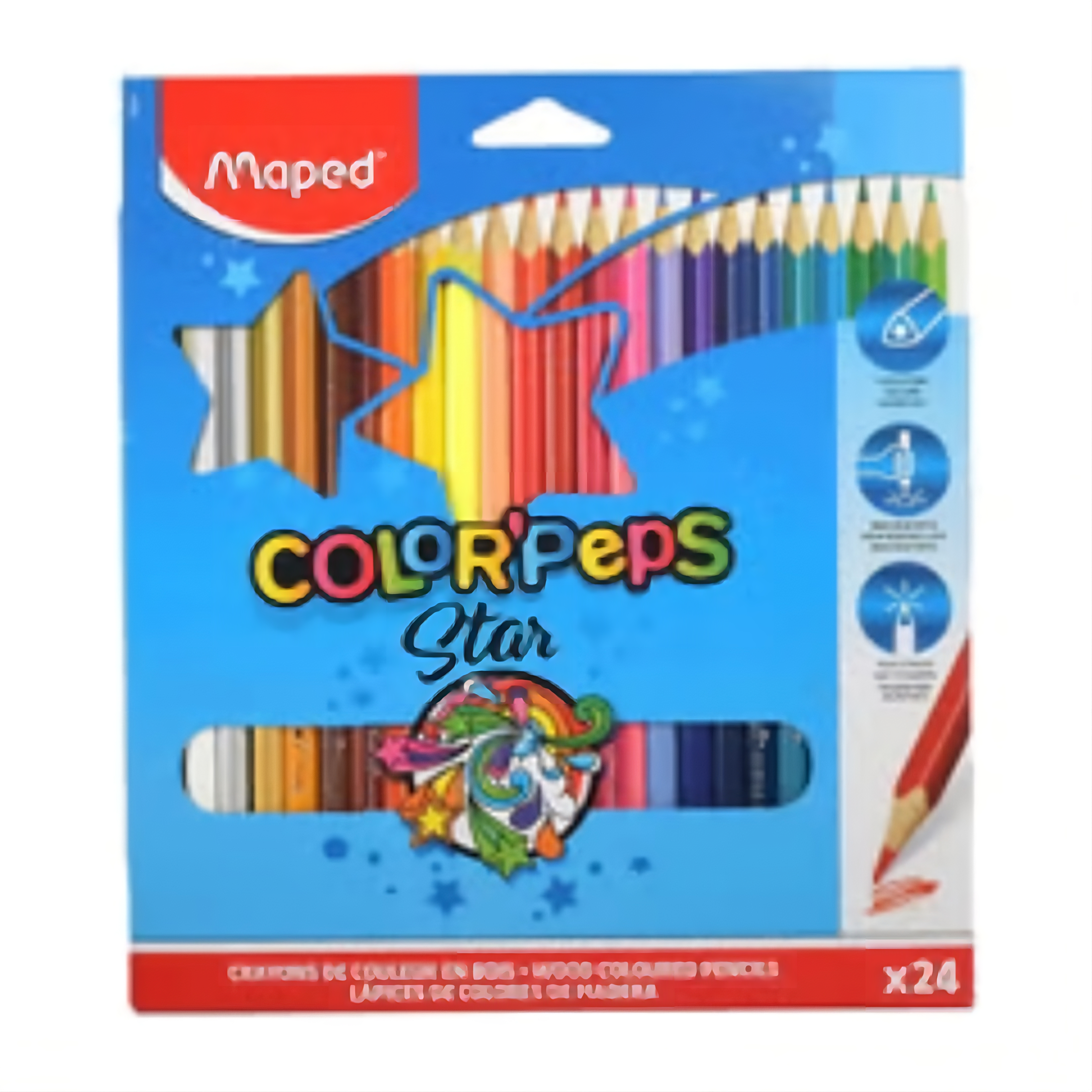 Maped Color'Peps Triangular Colored Pencils, Assorted Colors, Pack Of 24  مابد اقلام رصاص ملونة مثلثة من كولور بيبس، الوان متنوعة، عبوة من 24 قطعة