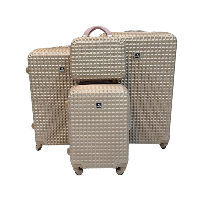 Royal Travel Grid Design Trolley Bags, Set Of 4 Pcs Rose Gold