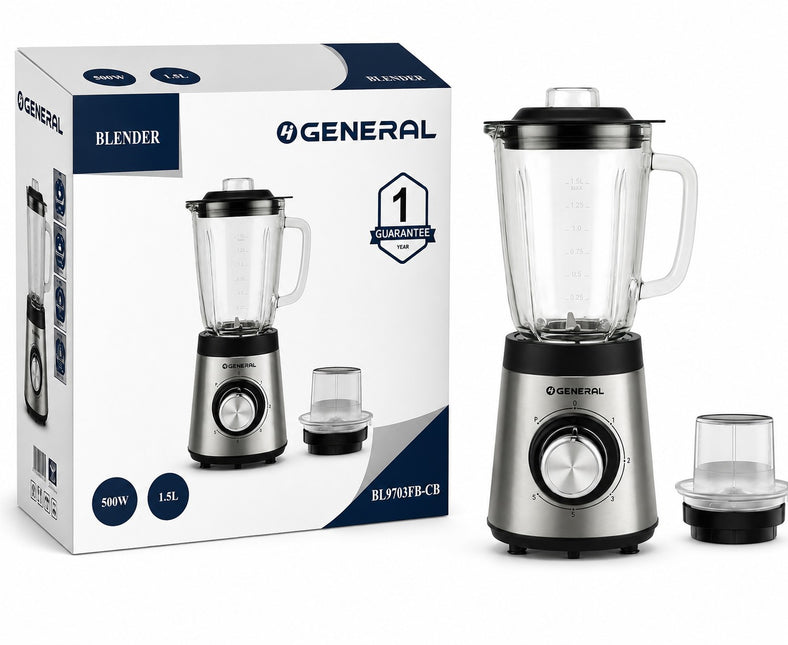 O General Blender Stainless Steel body with glass jug 500W/1.5L