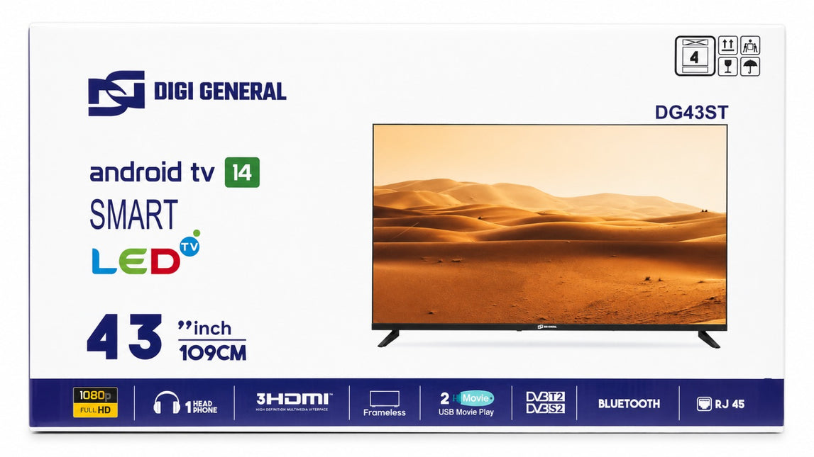 DIGI 43 Inches – FHD LED, Frameless Design, Dynamic Contrast, Built-in Receiver, HDMI/USB