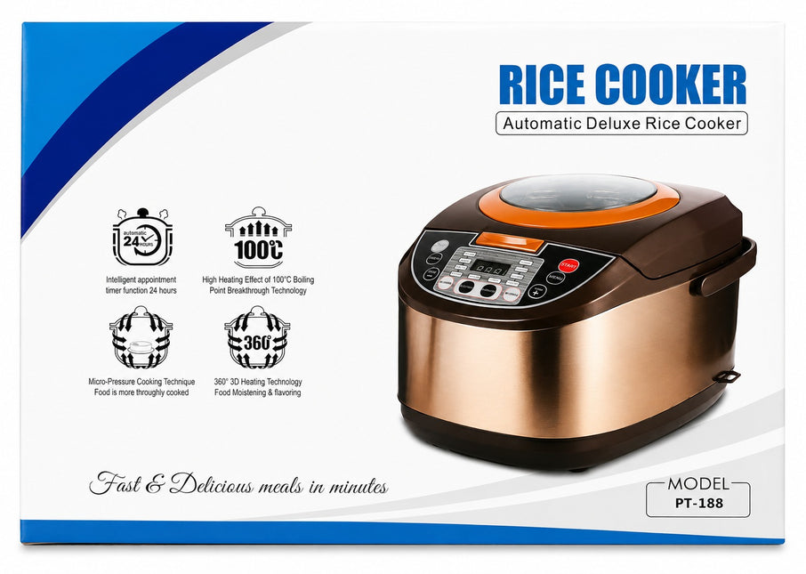 Rice Cooker 5L Multi-Functional Large Capacity Digital Electric Rice Cooker With 24 Hour Delay Timer & Auto Keep Warm Function