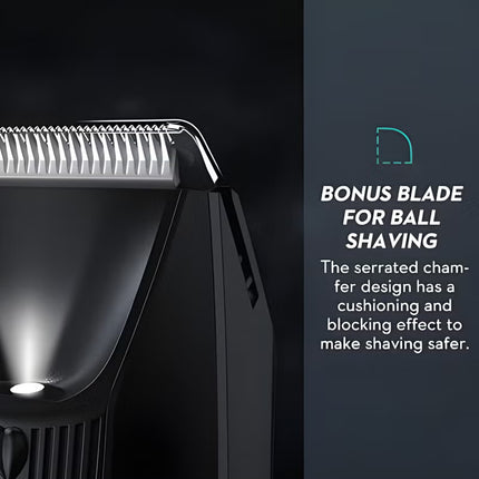 DSP Men's Razor DSP with Replaceable Ceramic Blade Anti-Cutting Professional Waterproof Body Hair Shaver with LED Light, Display and Standing Charging Station (Black) 60386