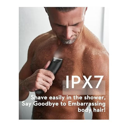 DSP Men's Razor DSP with Replaceable Ceramic Blade Anti-Cutting Professional Waterproof Body Hair Shaver with LED Light, Display and Standing Charging Station (Black) 60386