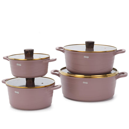 طقم طاجن دي إس بي من 16 قطعة مصنوع من الألومنيوم المصبوب غير اللاصق مع مئزر وملاعق وقفازات