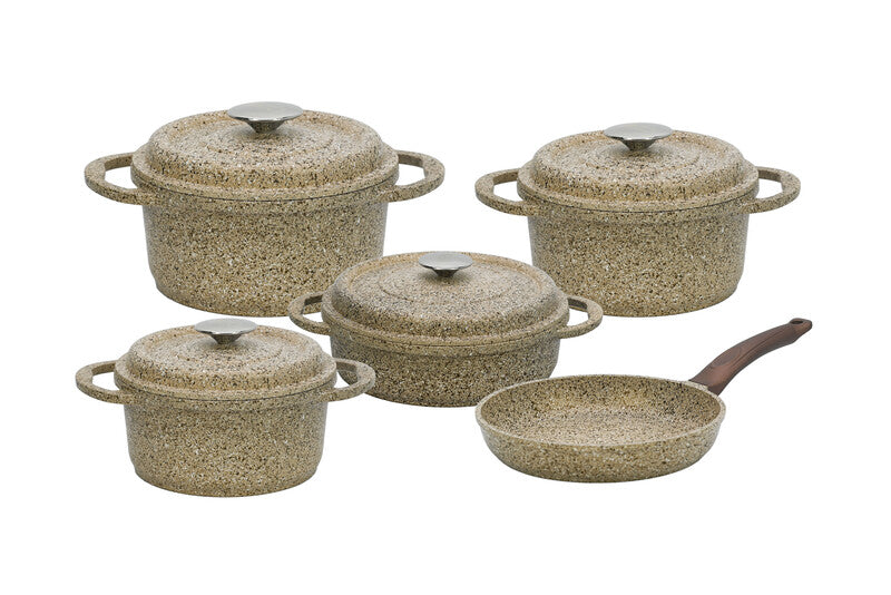 OMS - 9 pcs Granite Oven Safe Cookware Set - Made in Turkey