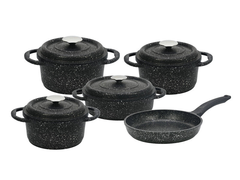 OMS - 9 pcs Granite Oven Safe Cookware Set - Made in Turkey