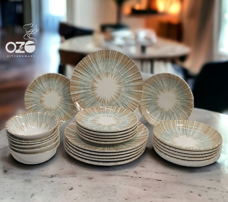 OZO 24 Pcs Porcelain Dinner Set - Made in Turkey