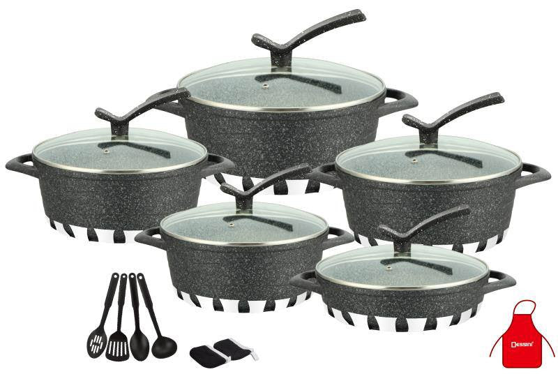 DESSINI 17 GRANITE COOKWARE SET  طقم طناجر جرانيت 17 قطعة من ديزني