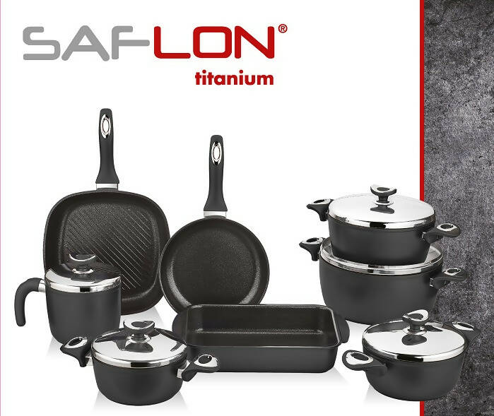 SAFLON-13PCS Titanium COOKWARE SET-BLACK COLOR-MADE IN TURKEY