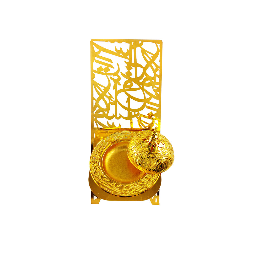 مبخرة معدنية مزخرفة بتصميم عربي بموديل كرسي لون اسود