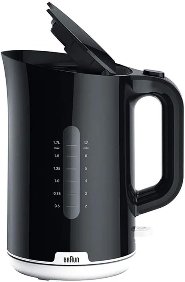 Braun Breakfast1 Collection Kettle 360° Rotating Base Removable Limescale Filter 1.7L Capacity 2200W Plastic Black