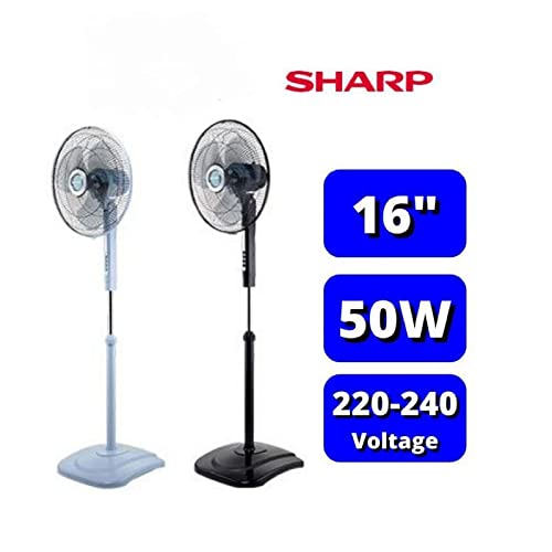 Sharp 16 Inches/40cms Blade 50 Watts Pedestal Free Standing Fan, Made In Malaysia,  شارب مروحة قائمة بذاتها 16 انش/40 سم بشفرة 50 واط، صنعت في ماليزيا