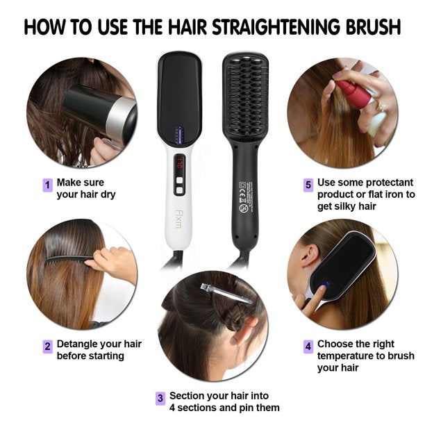 Ionic Hair Straightening Brush فرشاة تمليس الشعر
