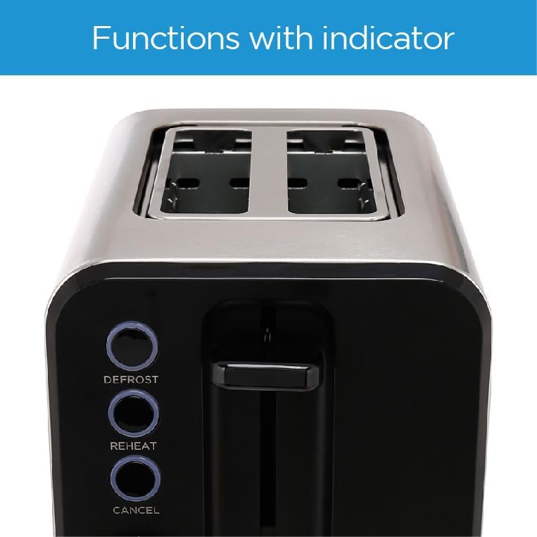 Midea Toaster 2 Slots, 950W With Adjustable Browning Control, Removable Crumb Tray, Automatic Pop Up, Defrost, Warm, Cancel, Auto Power Cut Off Function, 7 Level Settings - MT-RW2L20W