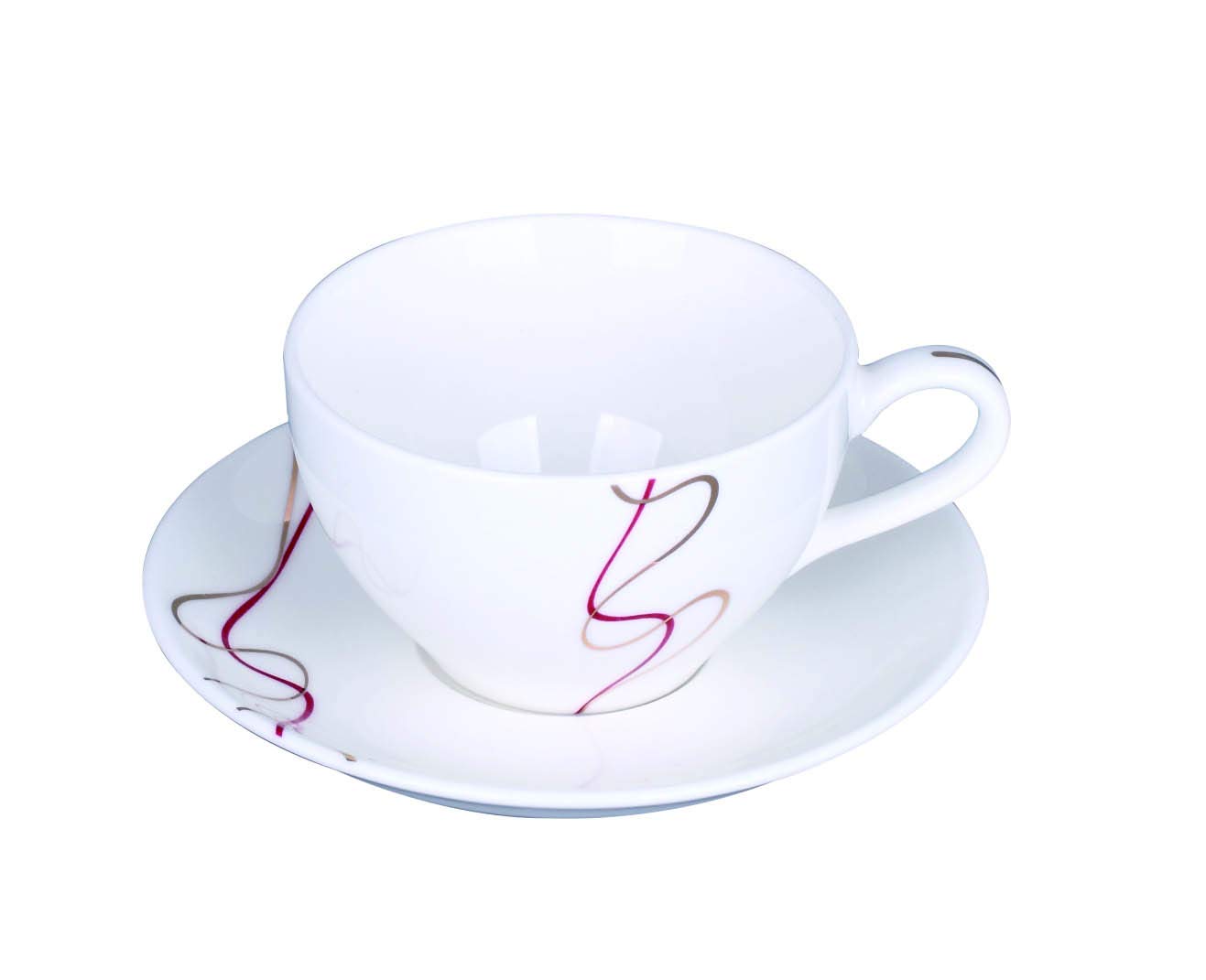 Royalford 12PCS Bone China Round Cup & Saucer Set – Ideal for Daily Use – Non-Toxic, Ecologically Tasteless, Smooth Surface, Translucent, Comfortable Grip and Lightweight رويال فورد طقم اكواب وصحون دائرية من 12 قطعة من الخزف الصيني