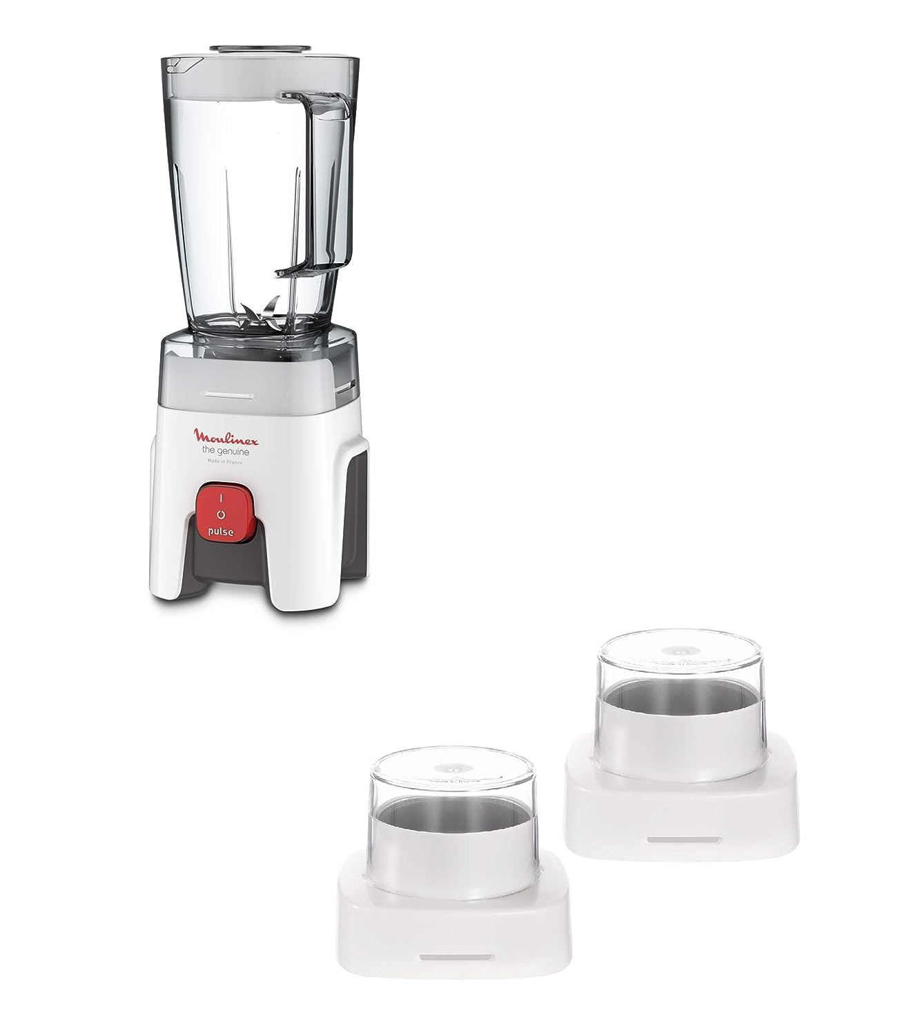 Moulinex Blender, Genuine Blender mixer, with Grinder and Grater Accessories, One Speed and Pulse Function,White,1.75 L , LM242B28