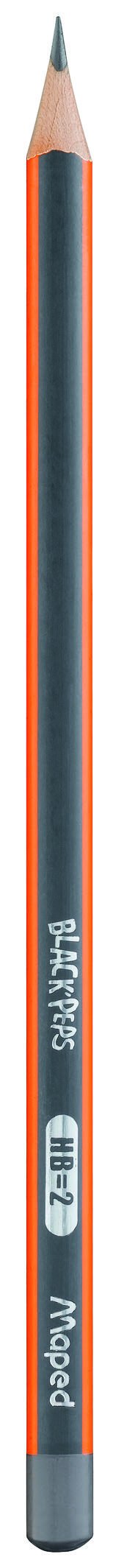 Maped Black'Peps HB - Wooden Pencils (HB, Black, Orange) Pack of 12 مابد اقلام رصاص خشبية اتش بي من بلاك بيبس (اتش بي، اسود، برتقالي) عبوة من 12 قطعة