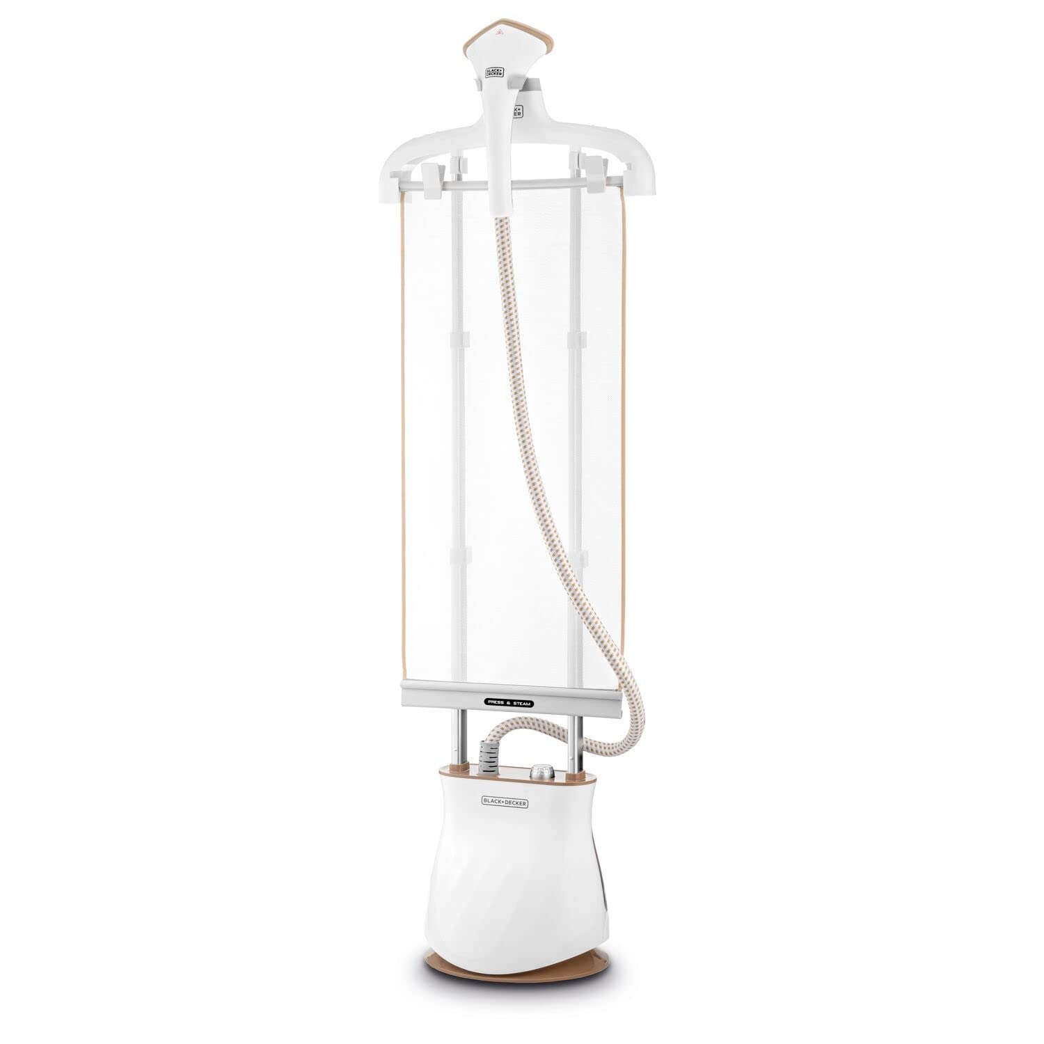 Black & Decker 2400W 1.5L Upright Garment Steamer 35gm/min Steam, With Adjustable Double Poles Rotary Wheels مكواة بخار عمودية للملابس 2400 واط و1.5 لتر مع بخار 35 جرام/دقيقة من بلاك + ديكر، مزودة بعجلات دوارة