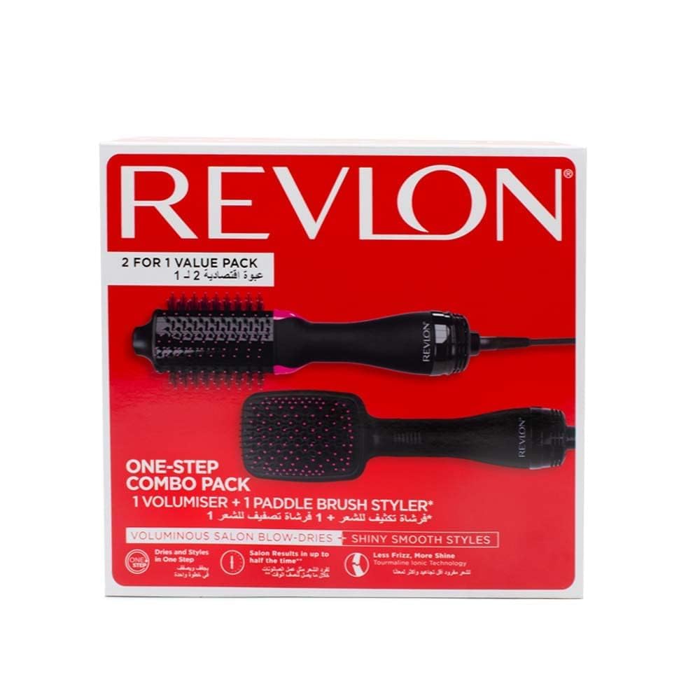Revlon RVDR5282 One-Step Combo Pack 1 Volumiser + Paddle Brush Styler - Black