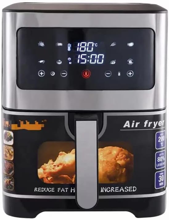 SILVER CREST Air Fryer 3 Vision with Clear Window and Internal Light, 10L, Air Fry, Roast, Bake, Dehydrate & Reheat, 6 Presets, Sliver, 2200 Watts KQZX08