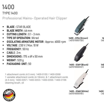 Moser 1400-0150, Professional Corded Hair Clipper, Burgandy (Pack Of 1)