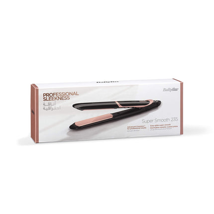 BaByliss Bronze Shimmer Hair Straightener | Fast Heat-up With Tourmaline-ceramic Coated Plates | 6 Digital Heat Settings 140°C - 235°C | Ionic Frizz Control & Auto Shut Off | ST391SDE (Black)