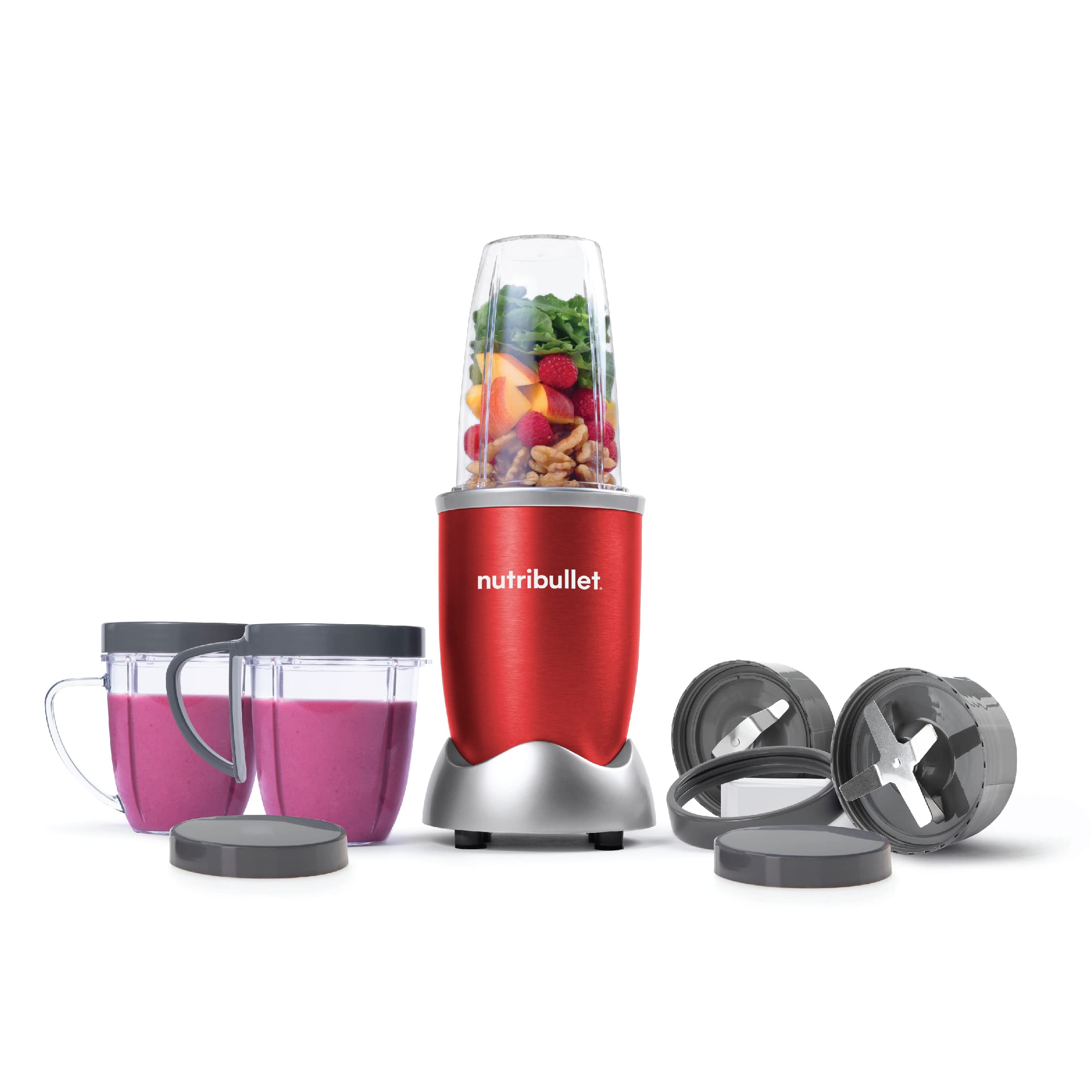 NutriBullet Food Blender, Multi-Function High-Speed Blender, Mixer System With Nutrient Extractor, Red, 9 piece, NBR-1212R  DAMAGE BOX