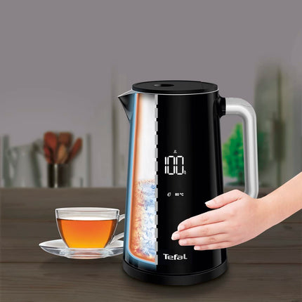 TEFAL Kettle | Smartin'Light 1.5L Digital Electric Kettle Black | 2500-3000 W | 5 Temperature Selection | 30 Min Keep Warm | Auto Off