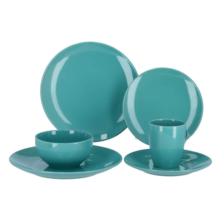 Royalford RF9868 16 Pcs Stoneware Dinner Set - Flat Dinner Plate, Side Plate, Bowl, Mug | Oven, Freezer & Dishwasher Safe | Serve Soup Pasta Noodles &