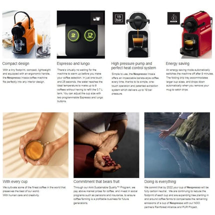 NESPRESSO Inissia C40 Red Coffee Machine - UAE Version
