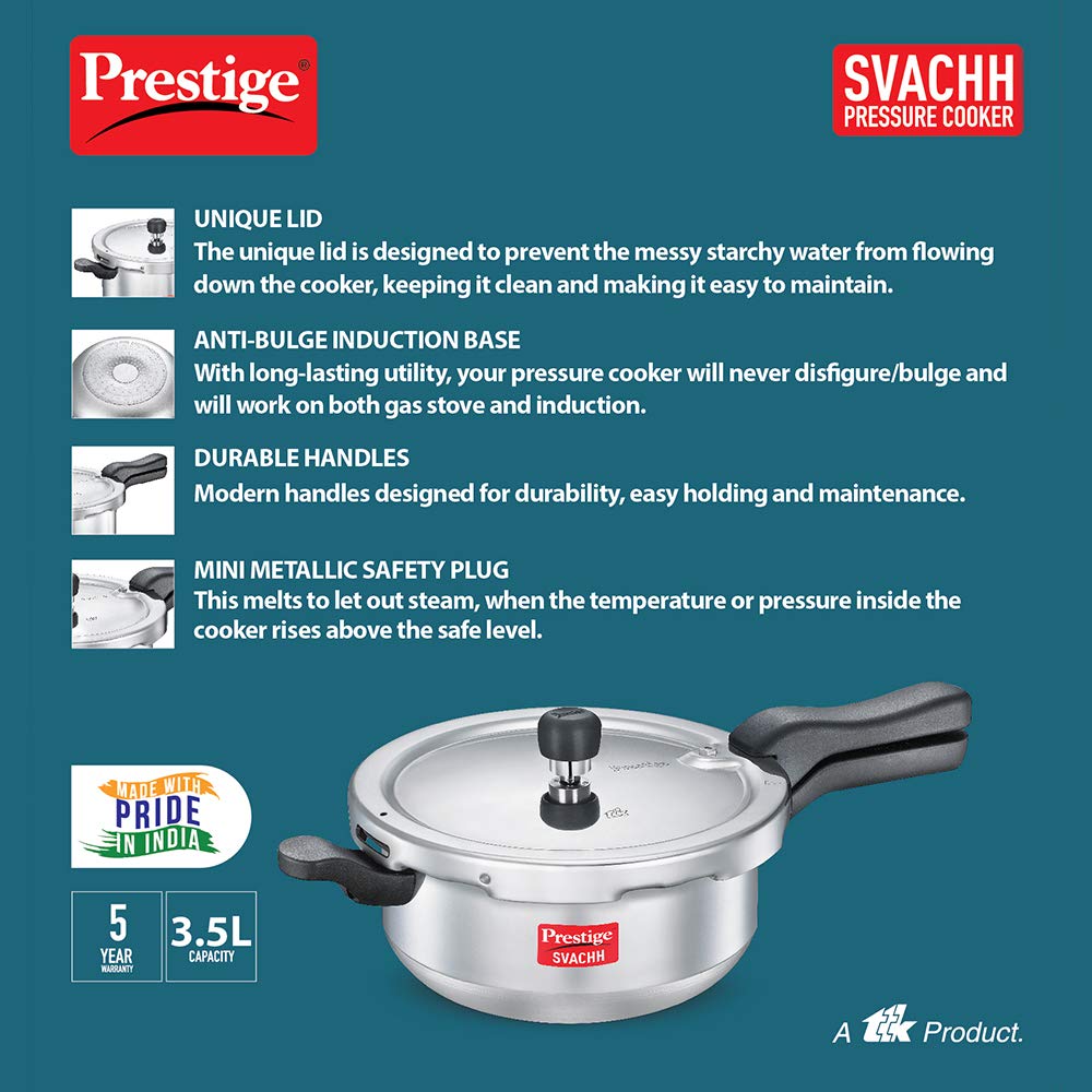 Prestige Svachh Pressure Cooker 3.5 Liter Junior Deep pan طنجرة ضغط سعة 3.5 لتر - مقلاة عميقة اصغر من برستيج سفاش