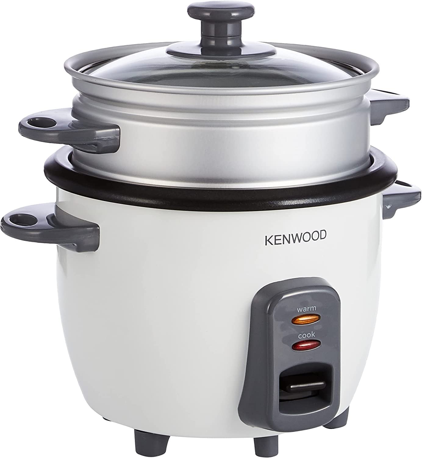 KENWOOD 2-in-1 Rice Cooker 0.6L 3-Cups Rice with Food Steamer Basket جهاز طهي الارز 2 في 1 0.6 لتر من كينوود، 3 اكواب مع سلة طهي بالبخار للطعام