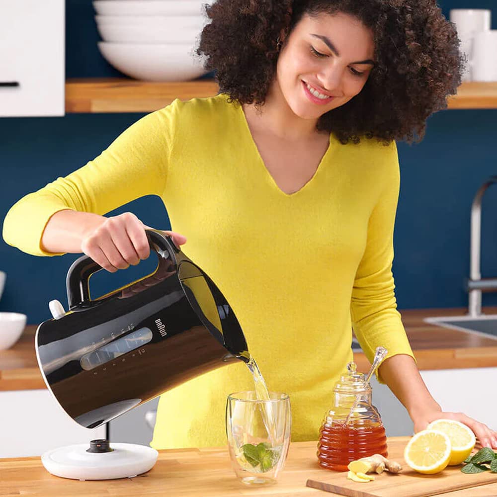 Braun Breakfast1 Collection Kettle 360° Rotating Base Removable Limescale Filter 1.7L Capacity 2200W Plastic Black