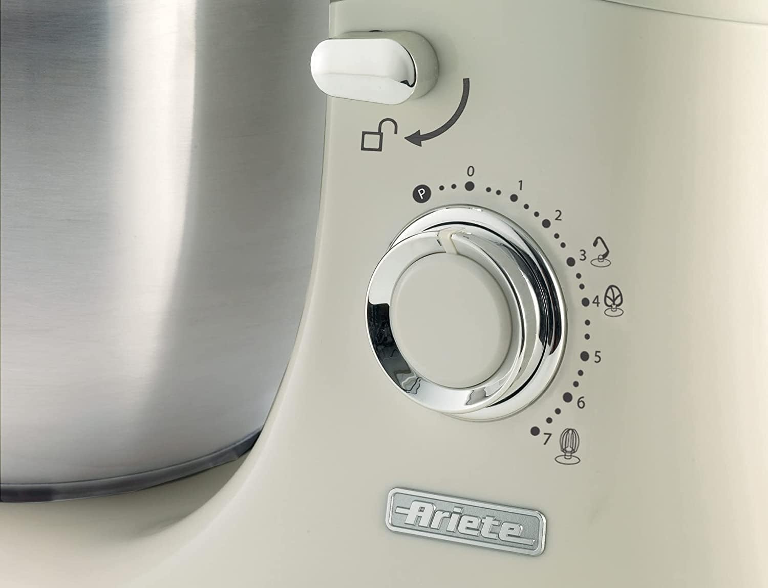 Ariete Vintage Food Processor Stand Mixer, Kitchen Machine with 5.5L Stainless Steel Bowl, 1200W, 7 Speed