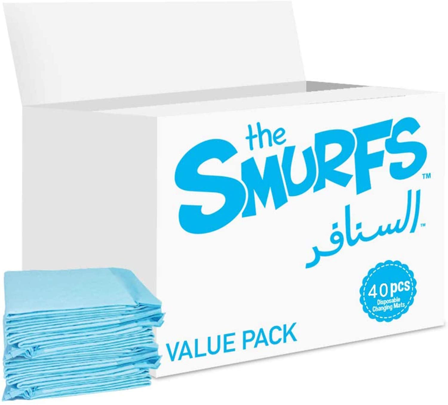 Smurfs Disposable Changing Mats Value Pack 40 Pcs, Nappy Pad, Pet Training Baby Diaper Mat, Pad Blue