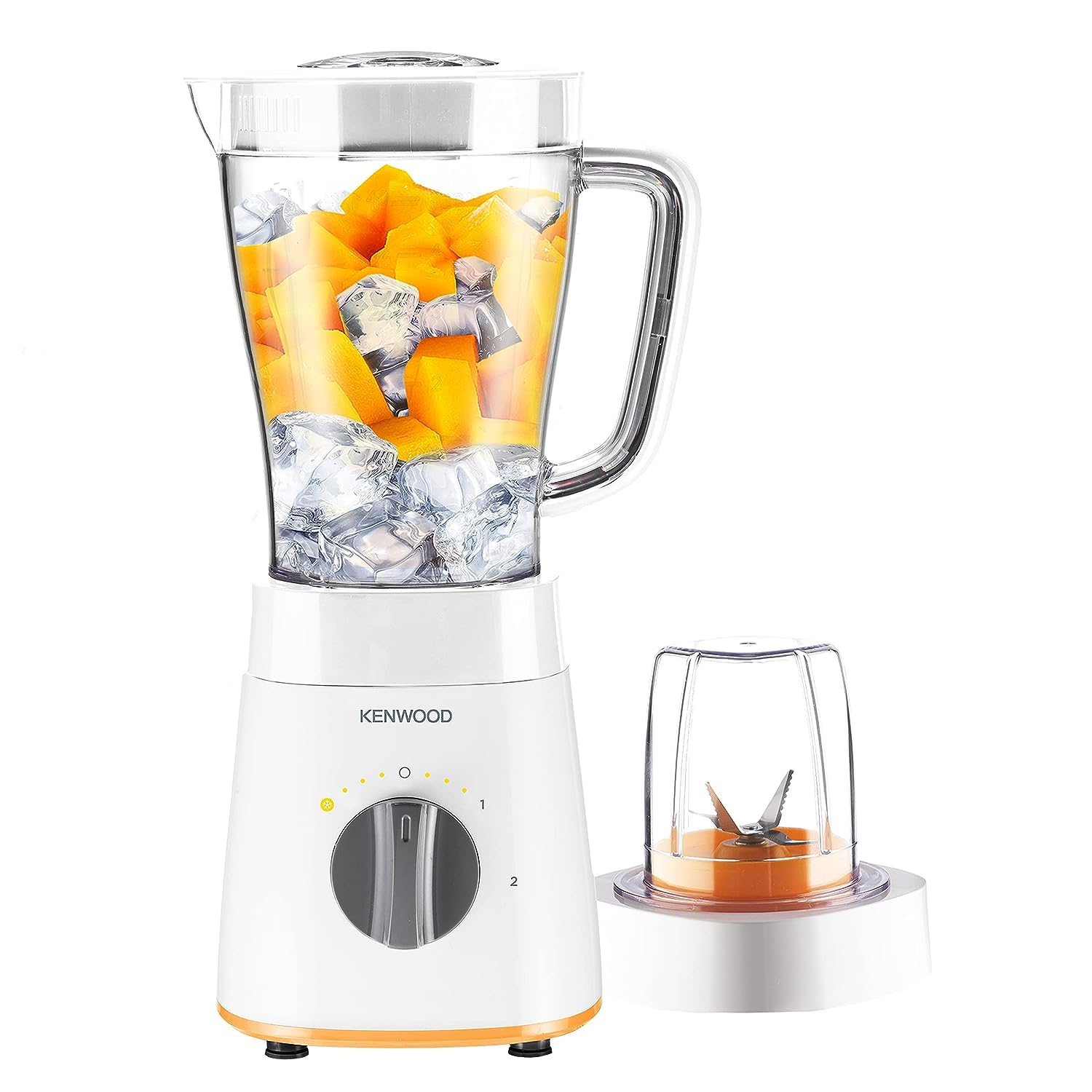 KENWOOD Blender 500W Smoothie Blender/Smoothie Maker 1.5L with Multi Mill (Grinder/Chopper), Ice Crush Function خلاط كينوود بقدرة 500 واط وسعة 1.5 لتر مع مطحنة متعددة الوظائف (مطحنة/مفرمة)، وظيفة تكسير الثلج